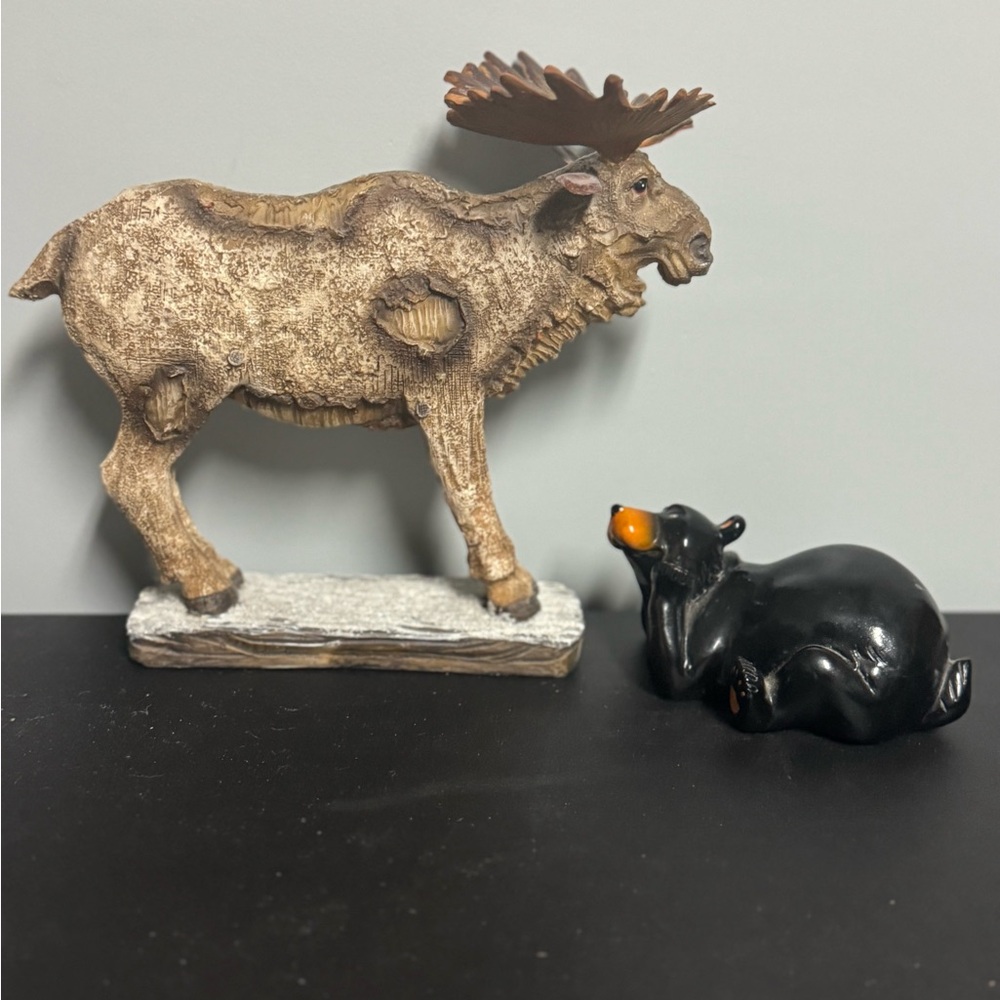Moose and Bear Figurine Set